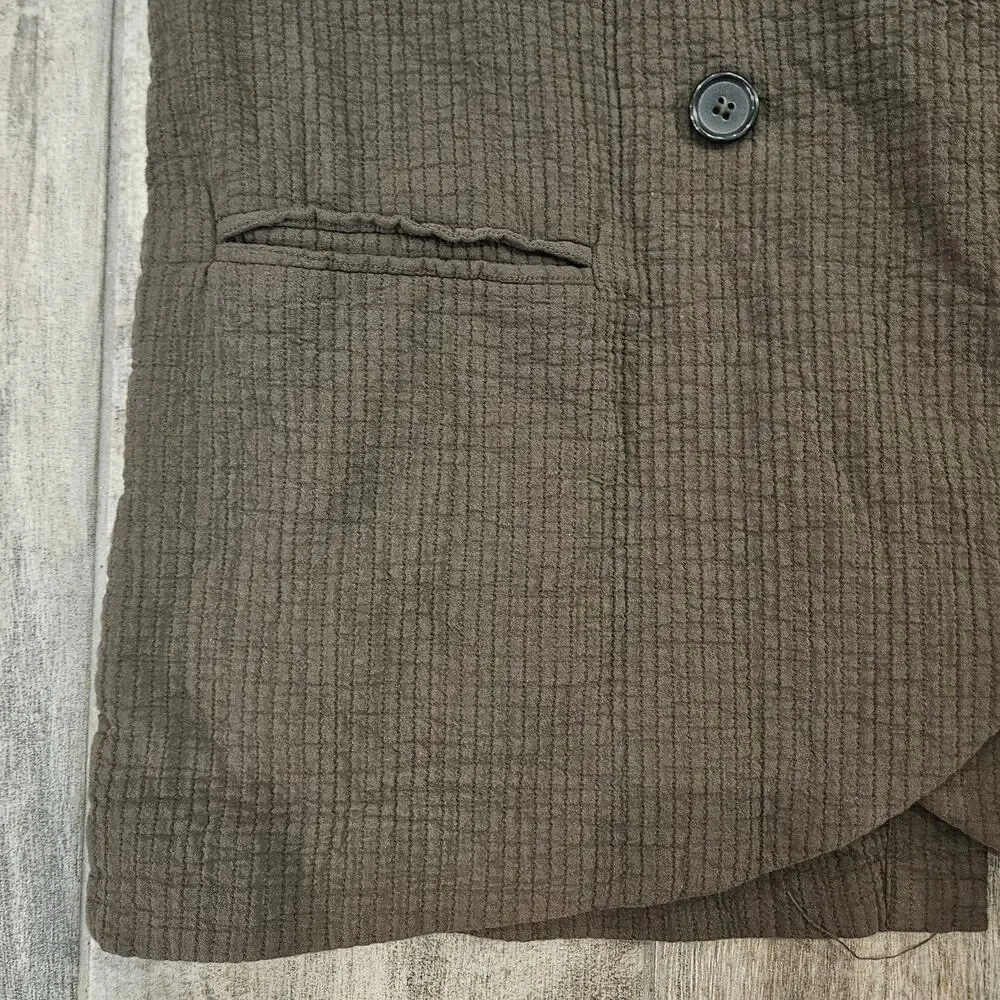 Free People Rowan Crinkled Cotton Blazer Womens S Deep Army Green Boho Chic Soft